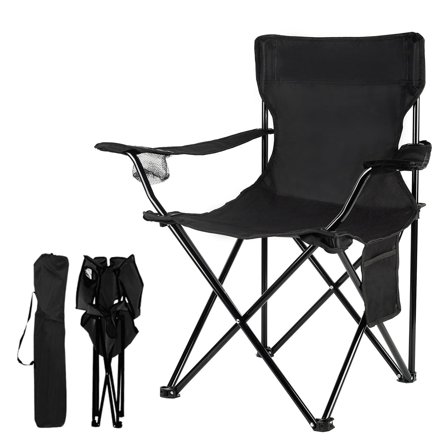 Damei century Portable Camping Chairs Enjoy The Outdoors with a Versatile Folding Chair, Sports Chair, Outdoor Chair & Lawn Chair, Black