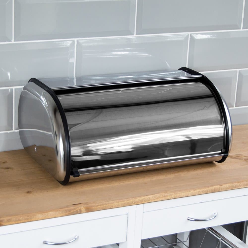 Chef Vida Bread Bin with Mirror Finish Stainless Steel Roll Top Free Delivery
