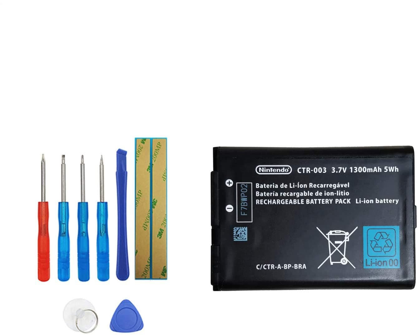 CTR-003 Replacement Battery Compatible with Nintendo 3DS CTR-001 MIN-CTR-001 N3DS with Toolkit