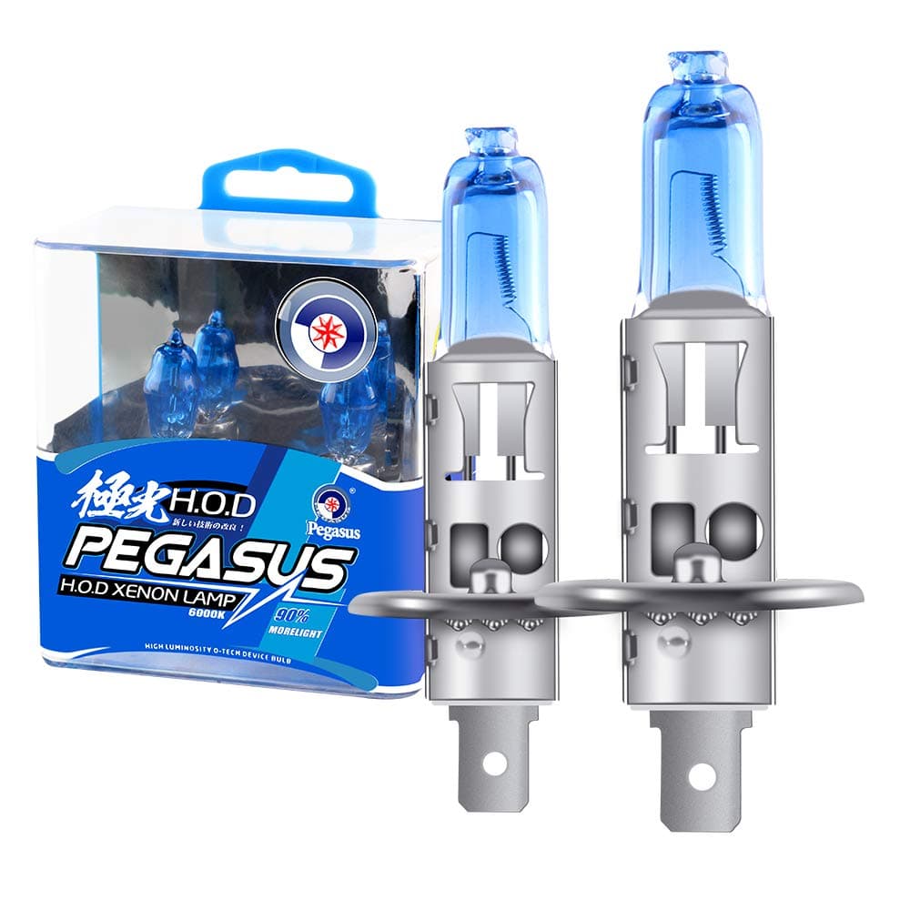 Sidaqi 2Pcs H1 100W Super Bright White 6000K Halogen Light Bulb 12V Car Fog Light Lamp