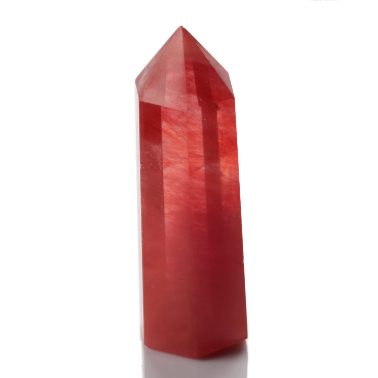 Synthesis Cherry Quartz Crystal Point Scepter Large 3 Inch Wand Carved Healing Reiki 6 Sided Prism Style