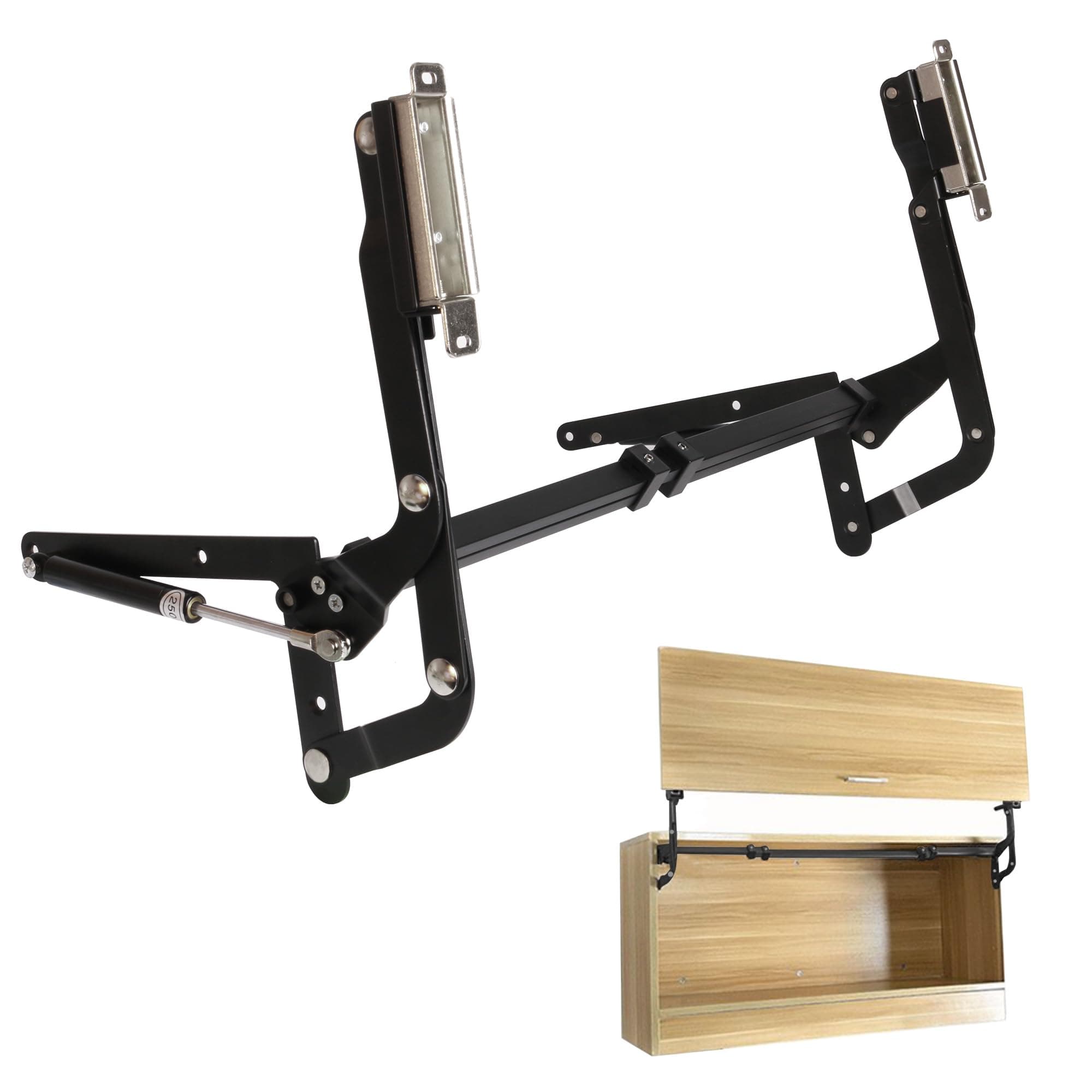 Vertical Lift Hinge, Vertical Swing Lift Pneumatic Arm Kitchen Mechanical Hinge Slow Closing, Durable & Silent Fit for Cabinet Width: 19.69-35.43" Matte Black