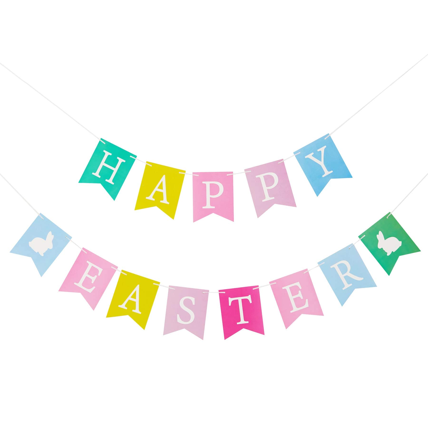 Happy Easter Card Banner Easter Bunny Bunting Garland Traditions Decorations for Home Banner Party Supplies