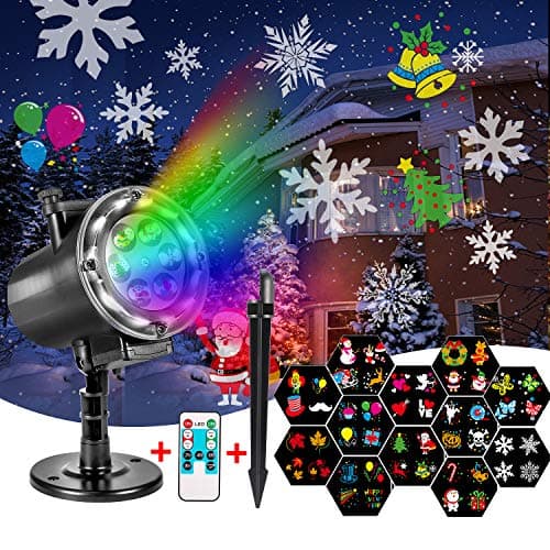 Christmas Holiday Projector Lights,KINGWILL High-Definition Light Projector with 12 Slides Patterns Outdoor/Indoor Party Landscape Garden Halloween Home Birthday Party Decoration with Remote