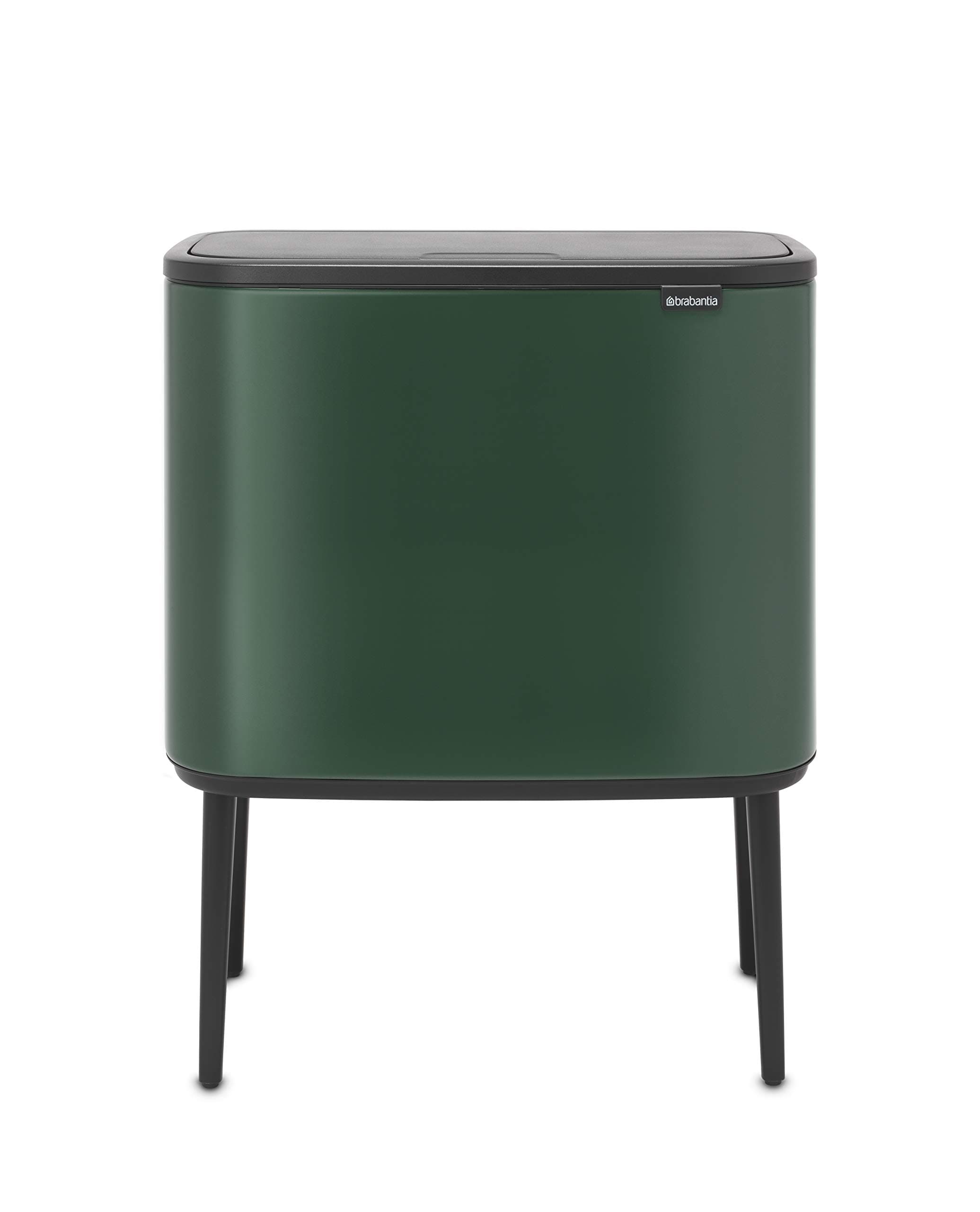 Brabantia Bo Touch Bin - 3 x 11L Inner Buckets (Pine Green) Waste/Recycling Kitchen Bin - Soft-touch