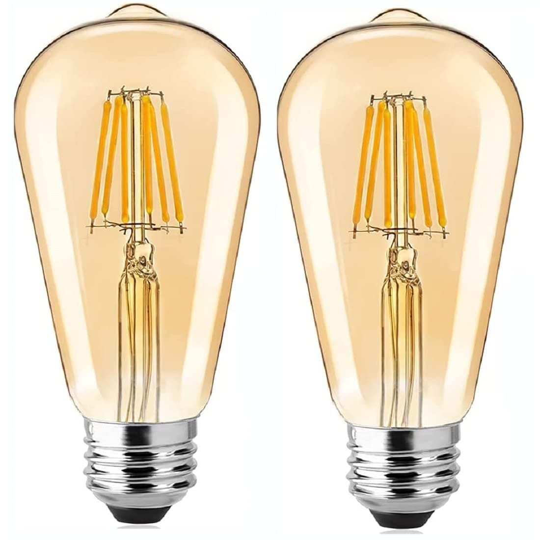 Gesto 4W E27 E26 Base Filament Bulbs | Edison Bulb | Filament Antique Bulb | 15000 Light Hours | Hanging Light Led Bulb Warm White 2700K Antique Vintage Filament Light Bulbs (Pack Of 2)