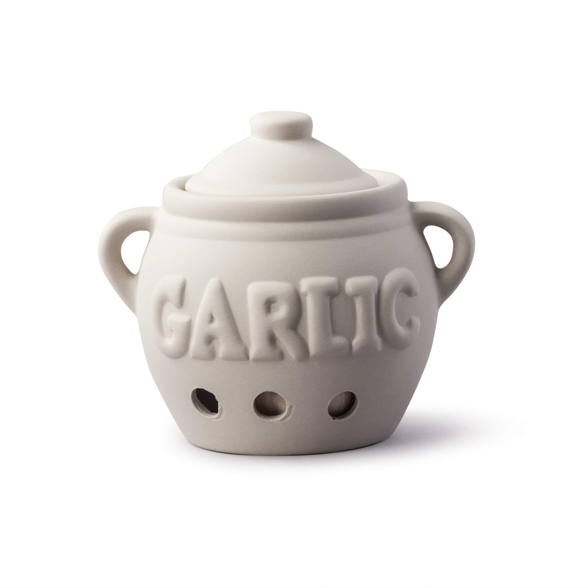 BA113 Classic Ceramic Garlic Storage Pot. 11cm, Beige, One Size