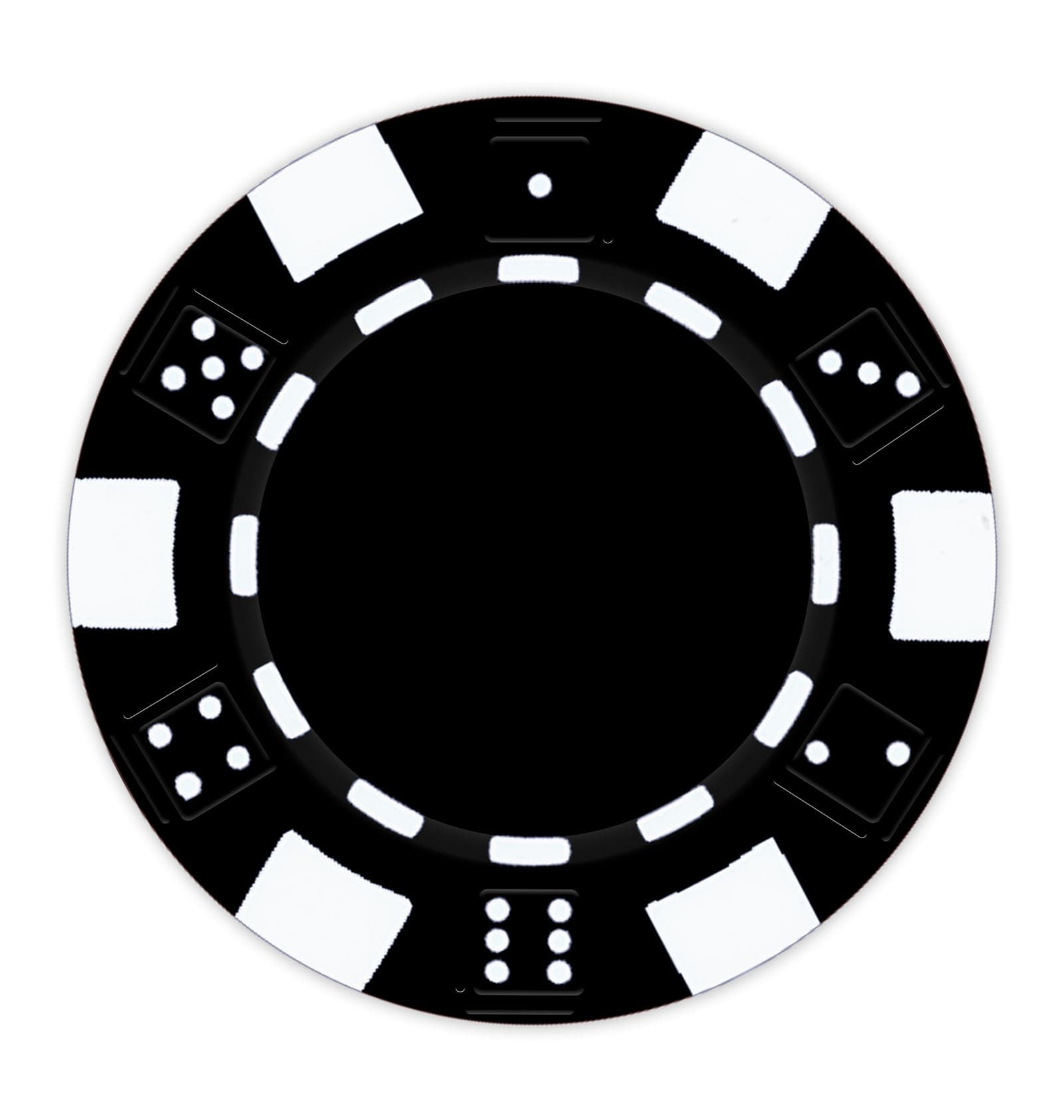DA VINCI 100 Clay Composite Dice Striped 11.5 gram Poker Chips, Blank Black Chips for Direct UV Print or Hot Stamping (Black)