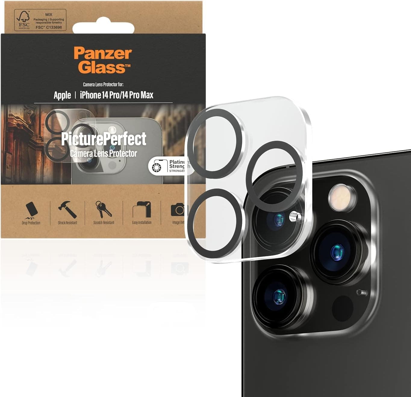 PanzerGlass™ Picture Perfect camera protector for iPhone 14 Pro and 14 Pro Max - scratch resistant iPhone camera protection made of shockproof tempered glass, anti-fingerprint for full image quality