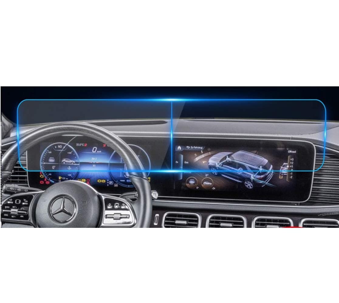 SATIS Screen Protector Compatible with 2019-2024 Mercedes Benz GLS GLE,Anti Glare Scratch,Shock-resistant, Mbux Dual 12.3” Screen Protection Accessories Premium Tempered Glass (V167)