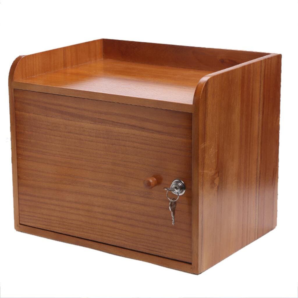 YUNCHENG Solid wood desktop storage box,Wooden shelf with lock Office wooden desk organizer 15"x 12""lx11 h-A