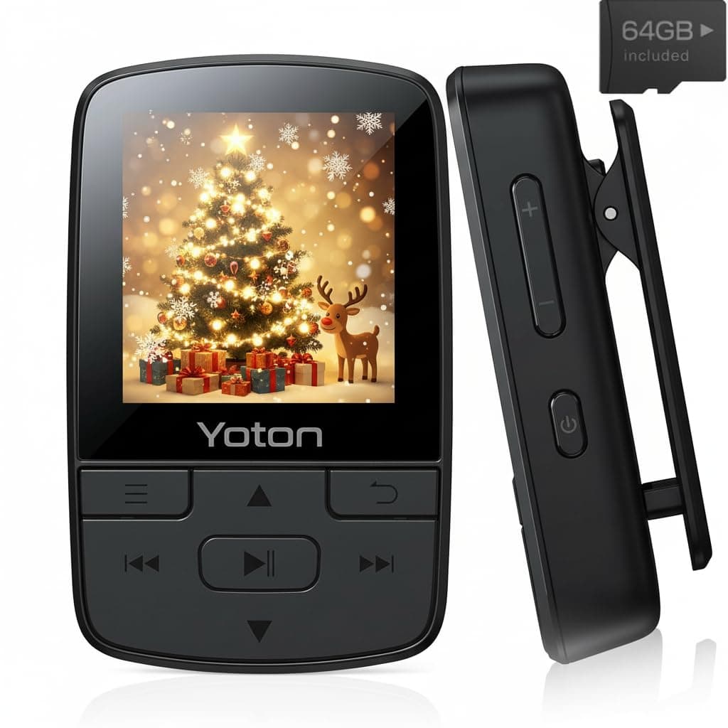 32GB MP3 Player, Bluetooth 5.0 MP3 Player with Clip, Built-in HiFi Audio, FM Radio, Voice Recorder, Mini Design, Ideal for Sports, Supports SD Card up to 128GB