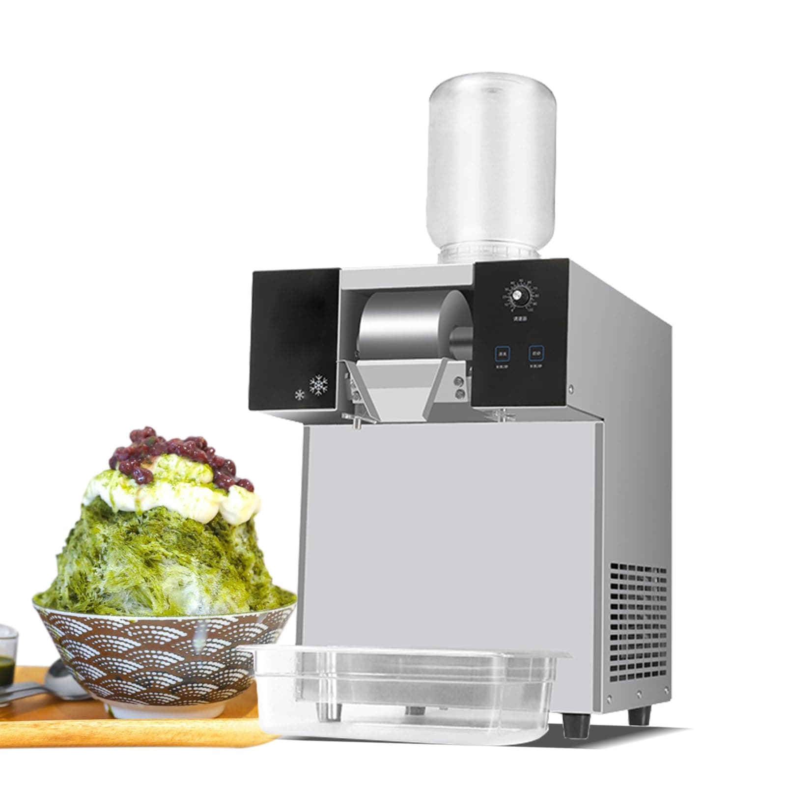 Kolice Automatic Electric Shaved Ice Machine, 396 lbs/day Snow Cone Shaver, Snowflake Ice Machine, Air Cooling for Restaurant, Food Truck, Milktea Shops,etc