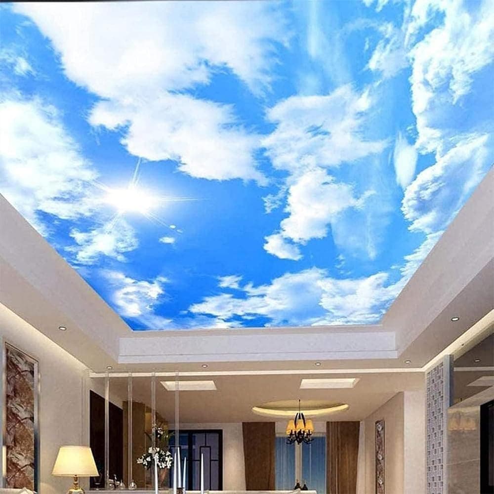 Custom Ceiling Sky Wall Mural Cloud Self-Adhesive Wallpaper Kids Room Bedroom Living Room Ceiling Backdrop Wall Mural