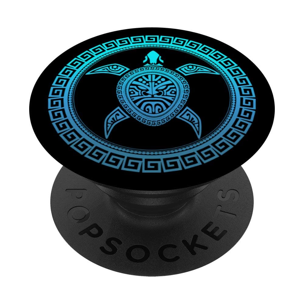 Turtle Hawaii Maori Art Pattern Blue & Black Gift PopSockets PopGrip: Swappable Grip for Phones & Tablets