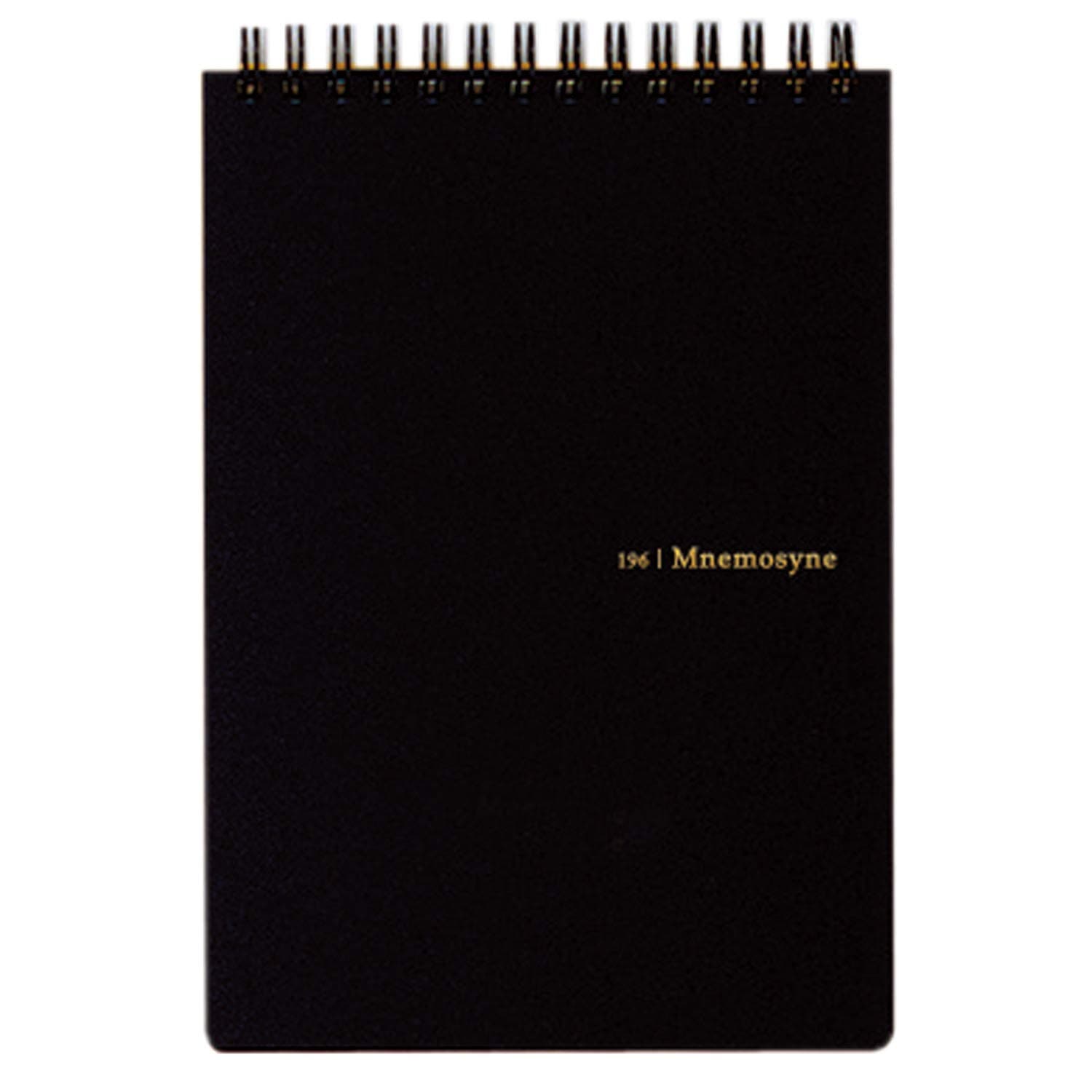 Maruman Mnemosyne Lined Notebook- Vertical B6, 5.04" x 7.17", 50 Sheets / 100 Pages, 7mm College Ruled Journal, Perforated Pages & Wire-Bound to Lay Flat, Black, Made in Japan