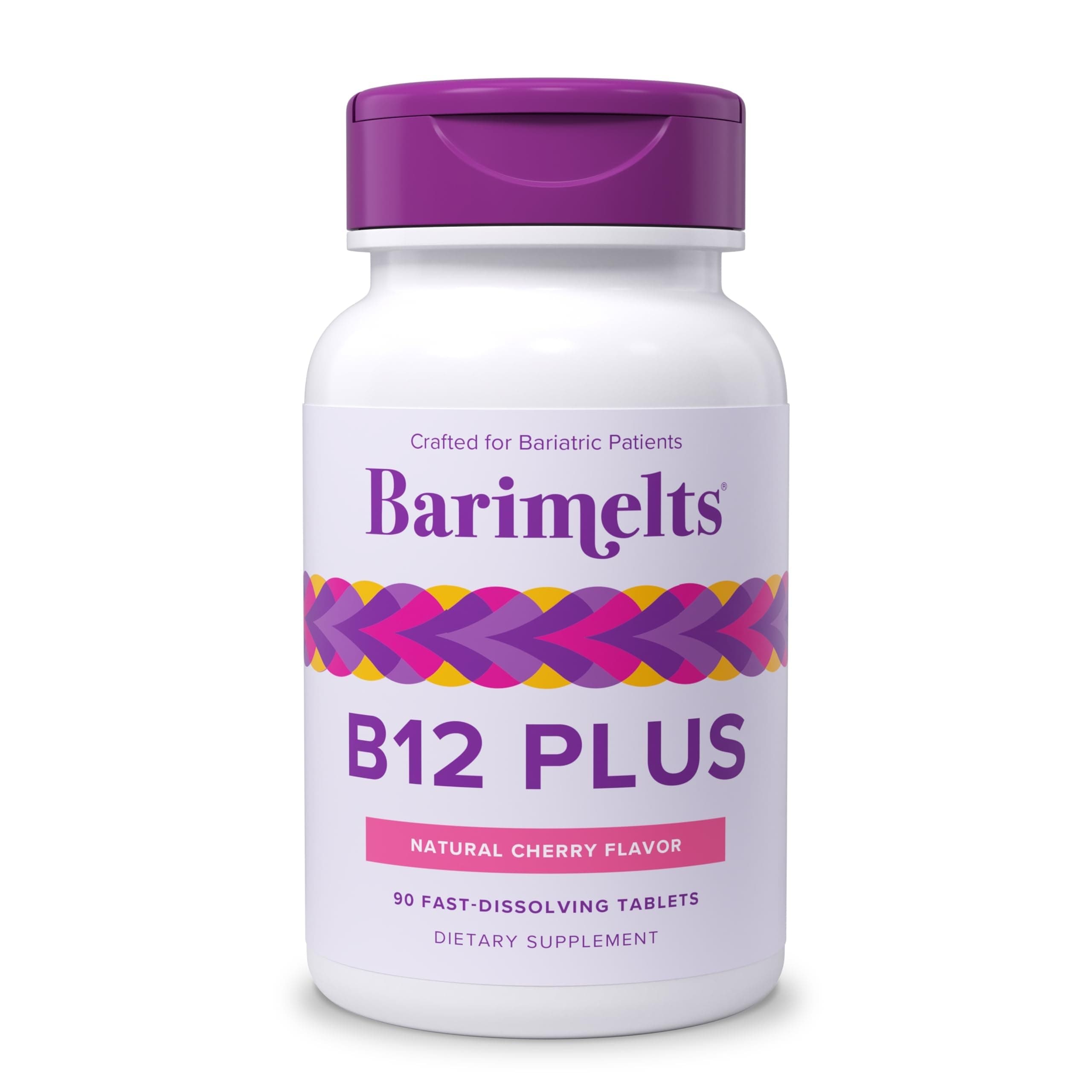 BariMelts Vitamin B12 Plus, 90 Fast-Dissolving Tablets (3-Month Supply), Sugar-Free Bariatric Vitamins for Women, Includes B12, B6, Folate and Biotin, Natural Cherry Flavor