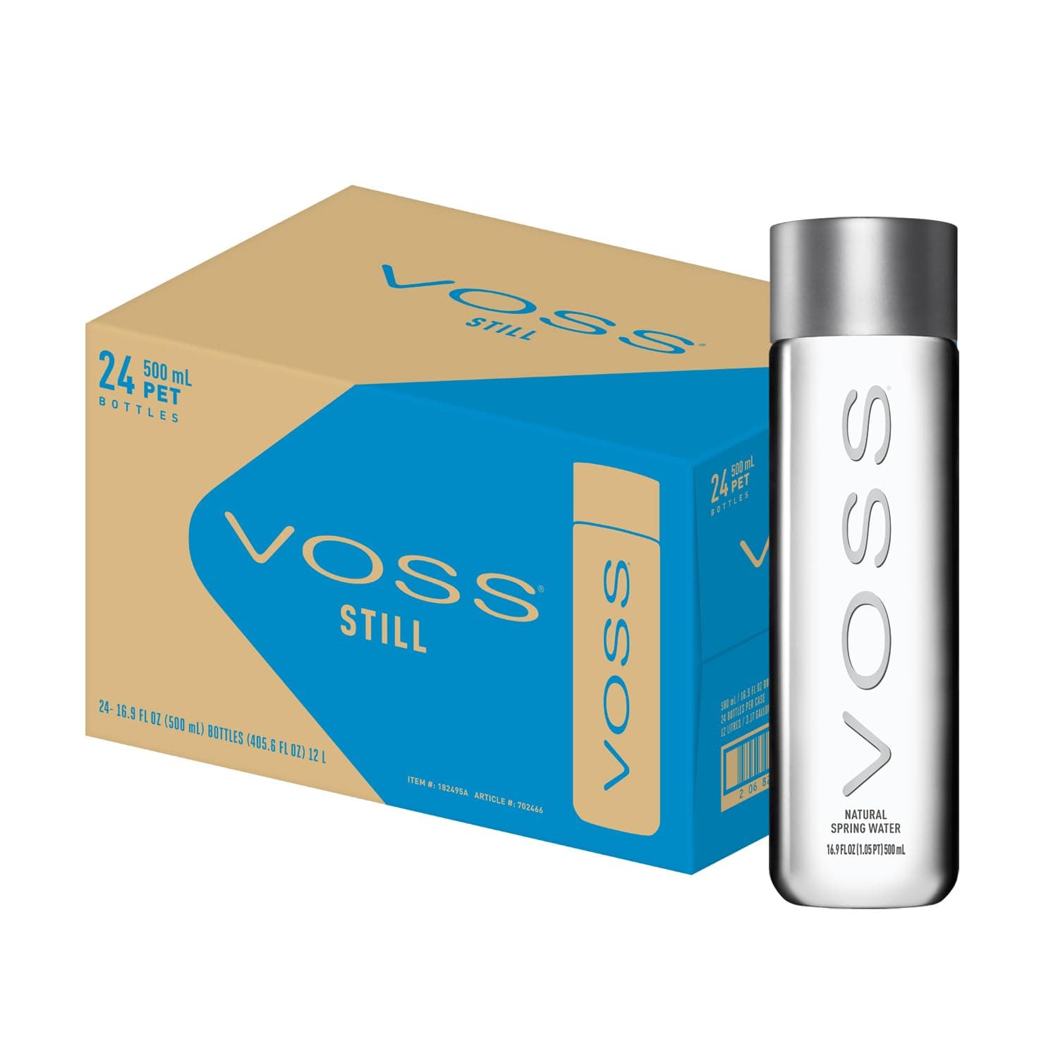 VOSS Premium Still Bottled Natural Water - BPA-Free - High Grade PET - Recyclable Plastic - Pure Drinking Water with Unique & Iconic Bottle Design - 24 Pack