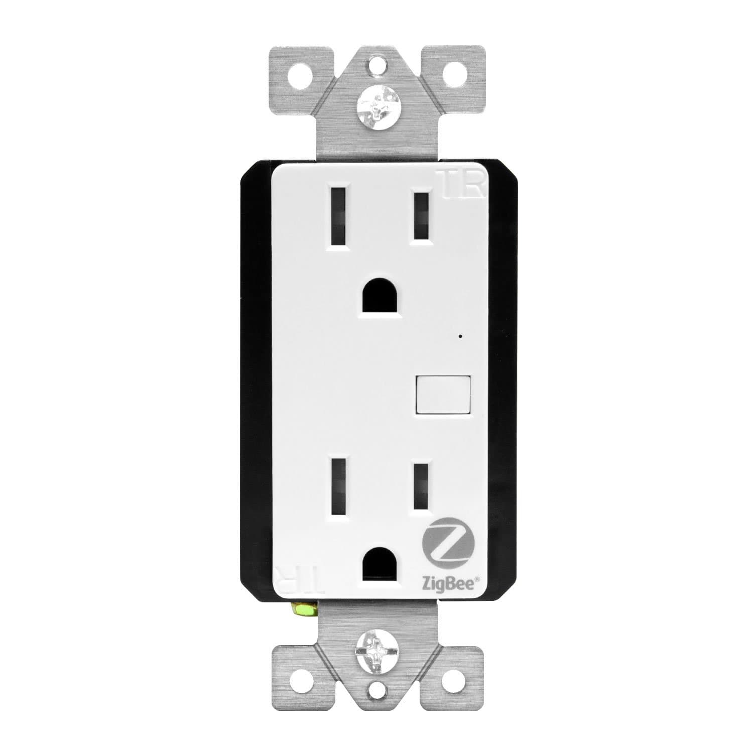 Enerwave ZB15R ZigBee Outlet, Smart Outlet, Wireless Outlet for ZigBee Home Automation, ZigBee Wall Outlet 15A Duplex Receptacle, Interchangeable Face Covers