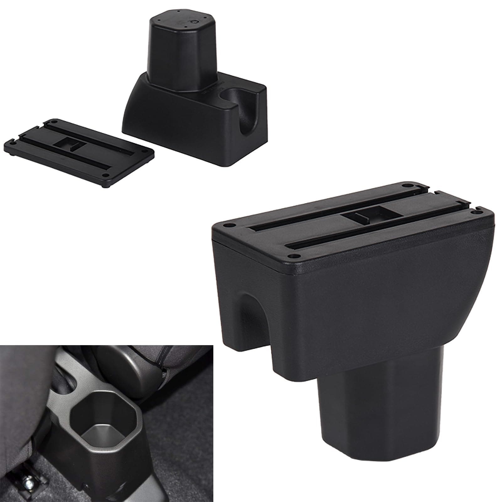 Armrest Compatible with Suzuki Ignis 2017-2025 Center Console Organizer Box Double Door Style Usable for Elbow Support (Black Style)