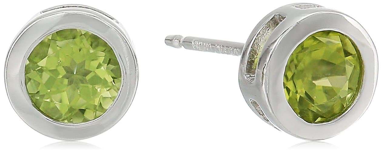 Amazon Essentials Sterling Silver Genuine and Created Gemstone 5mm Bezel Set Birthstone Stud Earrings