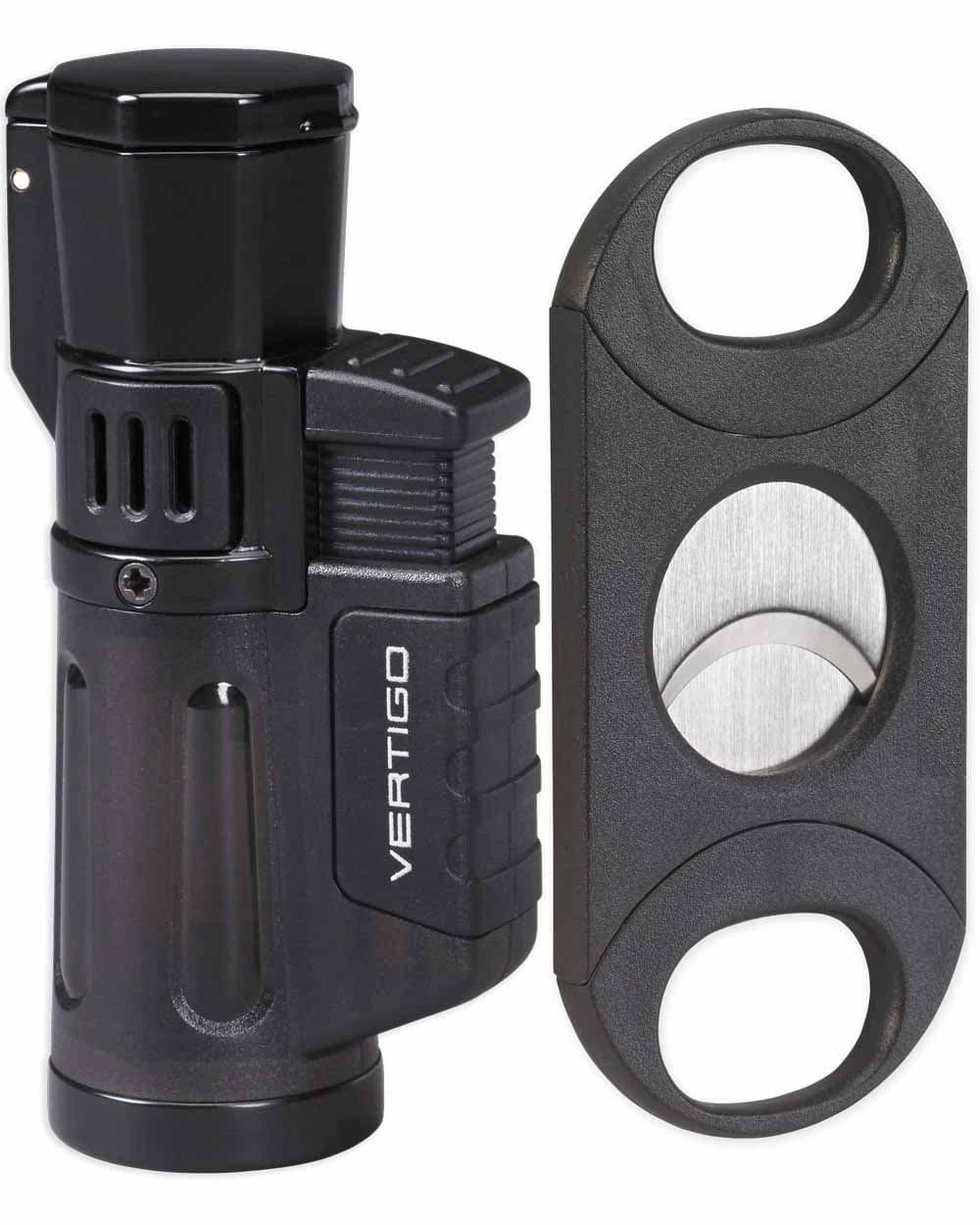 Cyclone 3 4 Torch Lighter Big Boy 64 Ring Gauge Cigar Cutter in an Attractive Gift Box Warranty Black