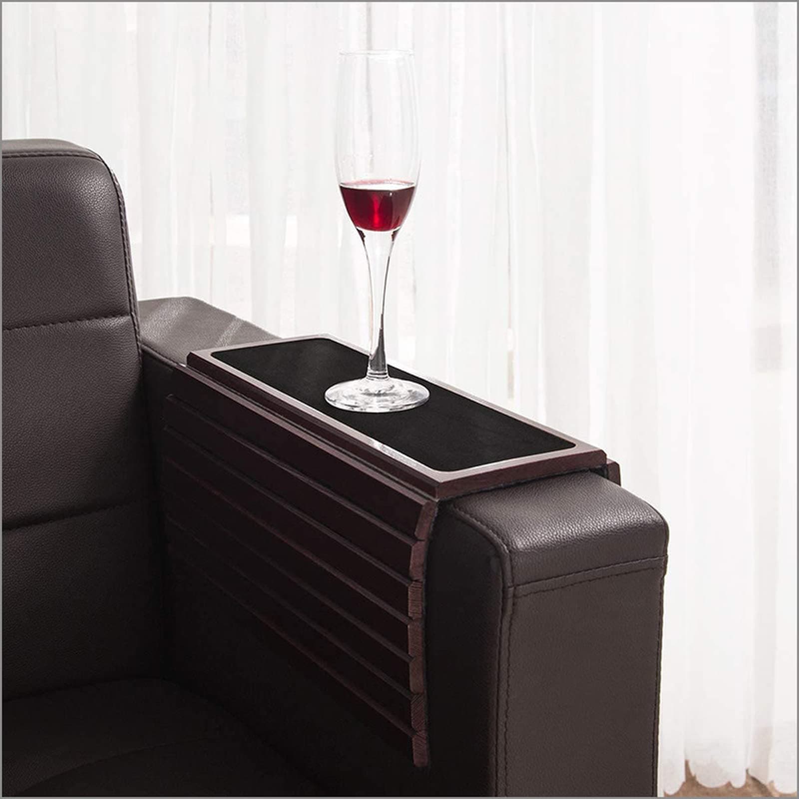 Couch arm Table Sofa Arm Tray - Flexible Foldable Coaster Tray. C Table Drinks, Organizer, Recliner Cup Holder Side Chair. Tv Tray for Couch armrest. Caddy Chair Sleeve (Brown)
