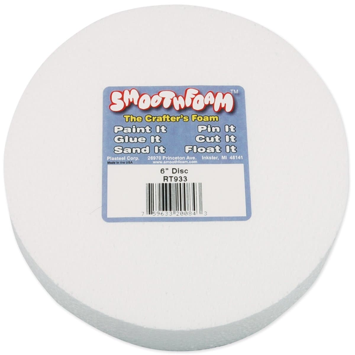 Bulk Buy: Smoothfoam Styrofoam Disc 6X1 1/Pkg-White by Smoothfoam