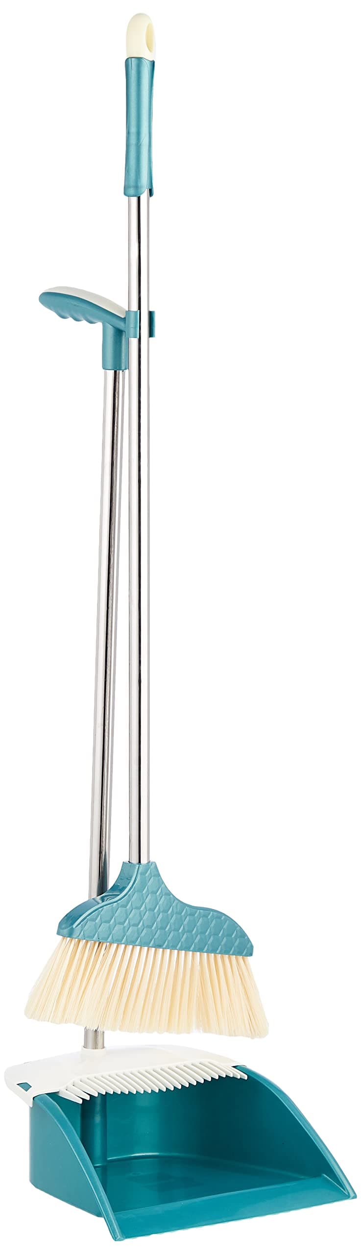 Delcasa Dust Pan With Broom, Plastic And Iron, DC2007 | Kitchen Brooms And Stand Up Dust Pan Magic Combo Set For Home | Lobby Broom And Standing Dustpan For Floor Cleaning