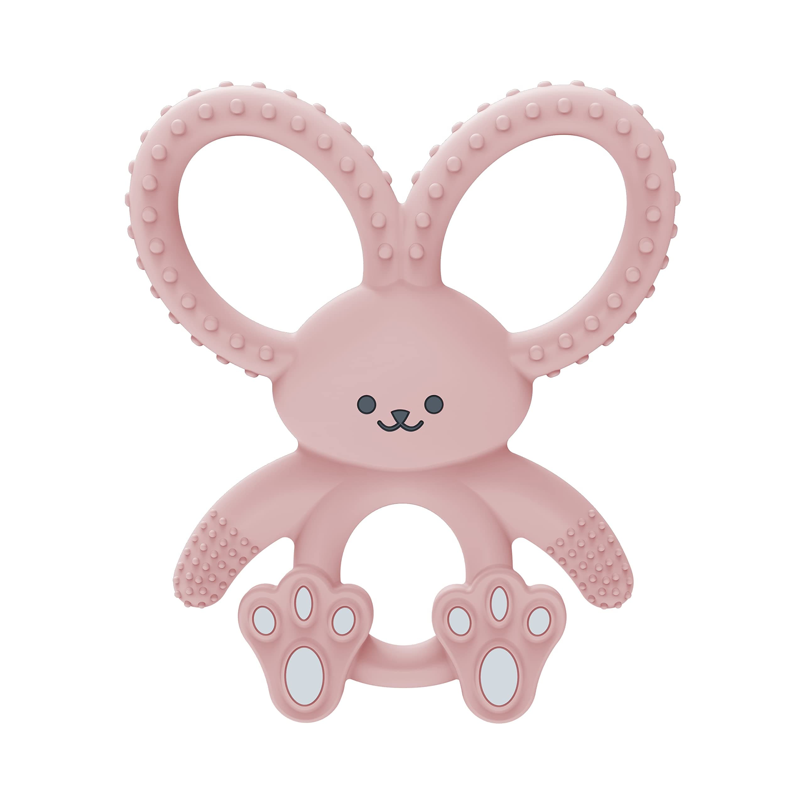 Dr. Brown's Flexees Teether, Pink Bunny, Soft 100% Silicone Baby Teether, BPA Free, 3m+, 1 Pack