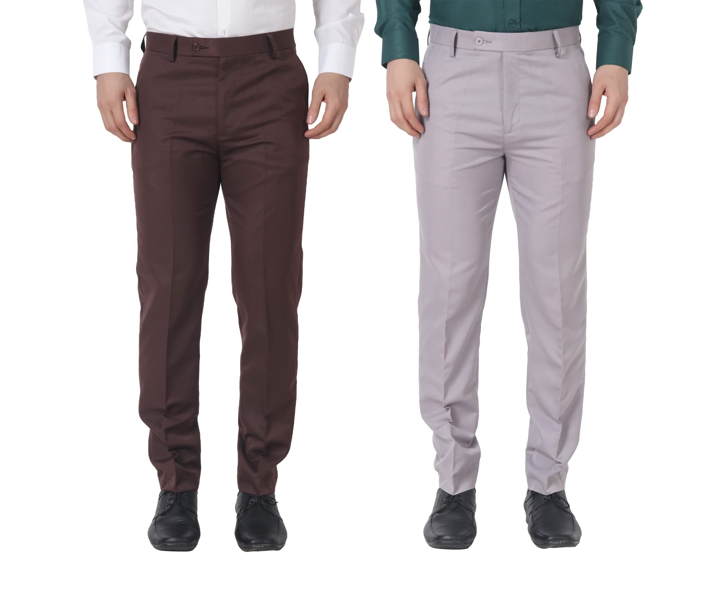 MALENO Men Formal Trouser Regular Fit Solid | Soft and Breathable Pant Combo (Pack of 2)