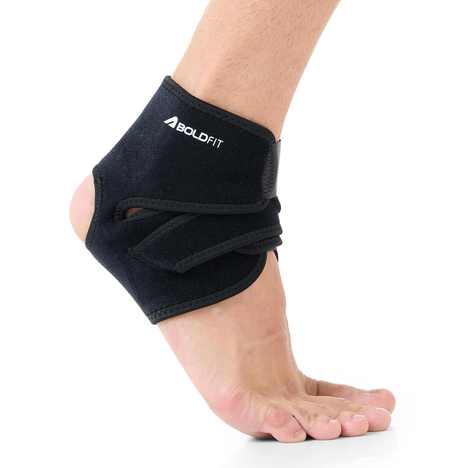 Boldfit Premium Ankle Support Compression Brace for Injuries, Ankle Protection Guard Helpful In Pain Relief and Recovery. Ankle Band For Men & Women (Free Size), Black, (AnkleSupportB)