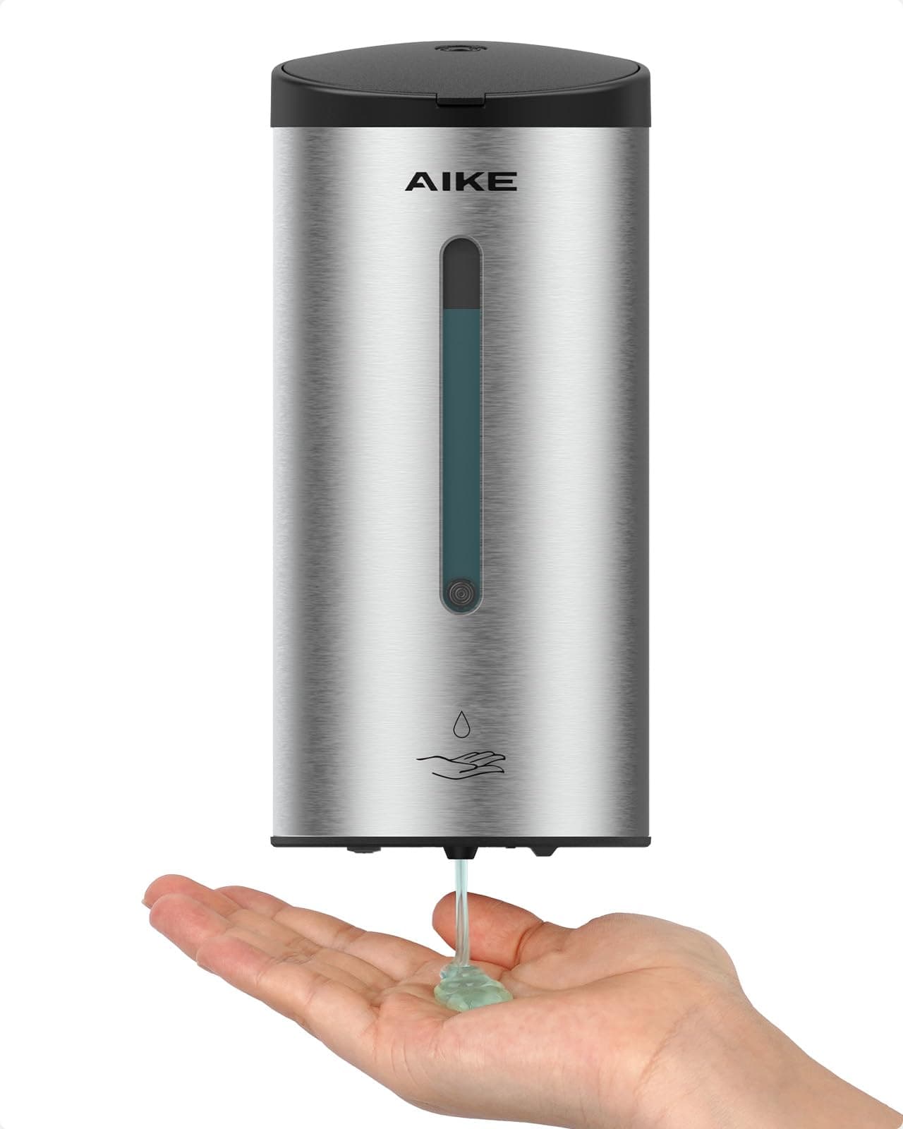 AIKE AK1205E Automatic Soap Dispenser Wall Mounted, Commercial Large Capacity Stainless Steel Liquid Dispenser for Bathroom and Kitchen