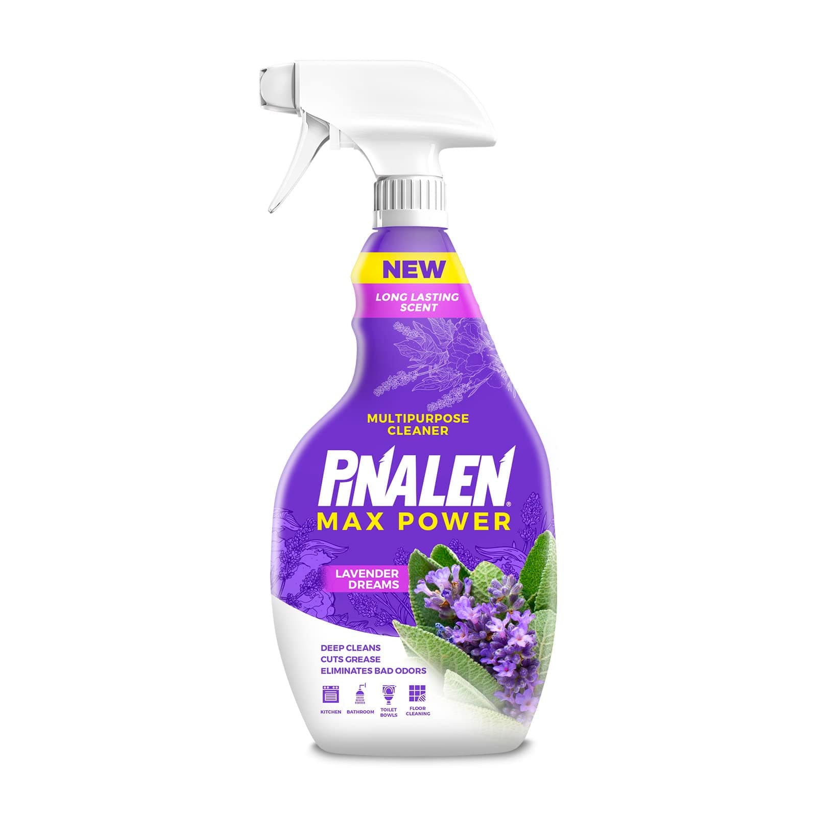 PINALEN Max Power Multipurpose Cleaning Spray - 22 fl oz - Lavender Dreams Scent - All Purpose Cleaner for Kitchen, Bathroom, Floors & Surfaces