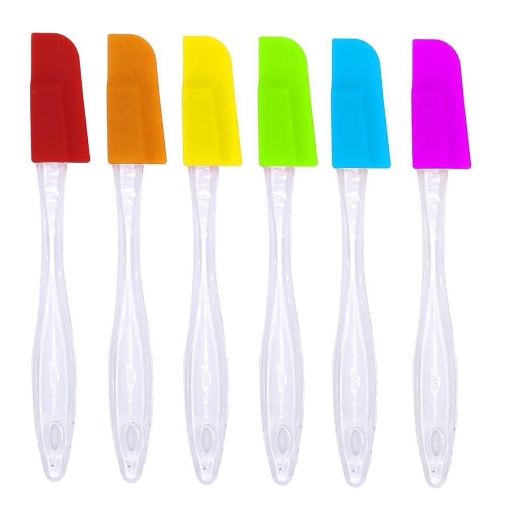 KalorK Silicone Baking Spatulas Spoon Style Dishwasher Safe Durable Jar Icing Scraper Butter Mixer Utensil Kitchen Cooking Gadget 7 inch (Set of 6)