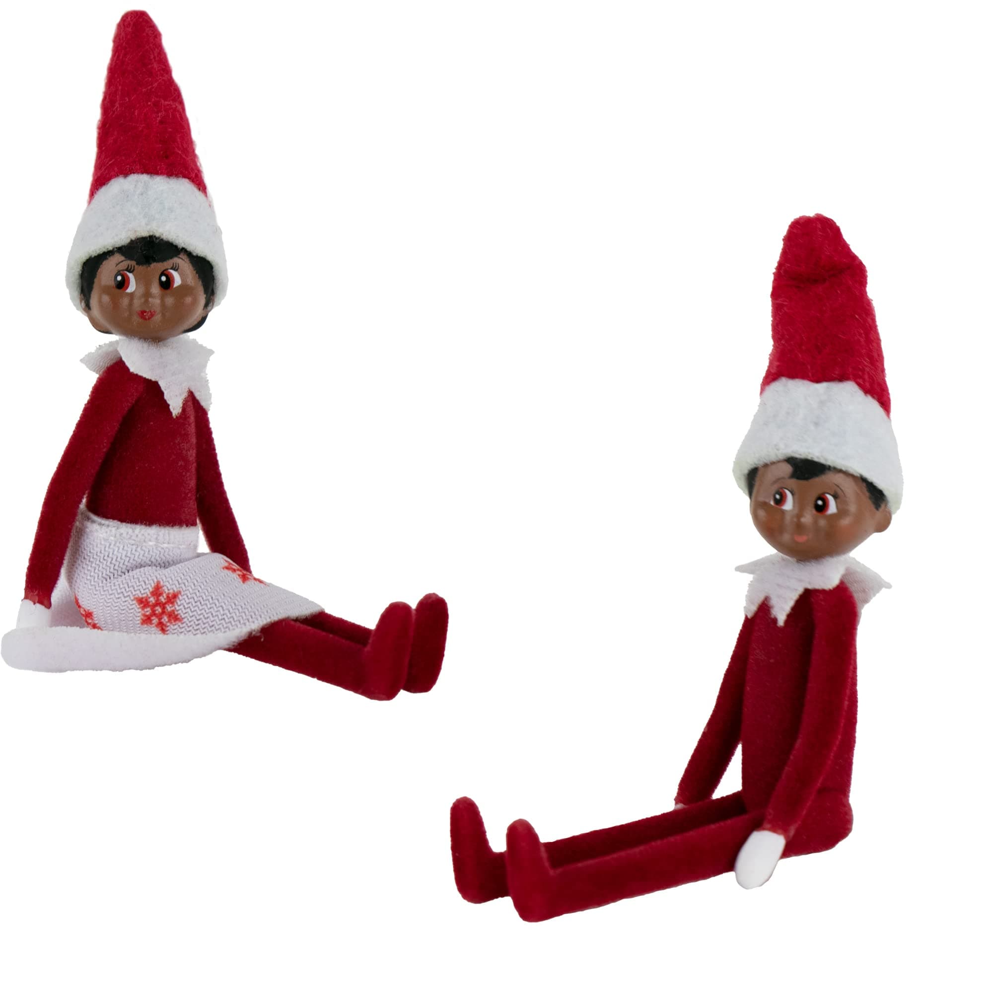 World's Smallest Elf on The Shelf Bundle Set of 2 Boy and Girl Dark Skin