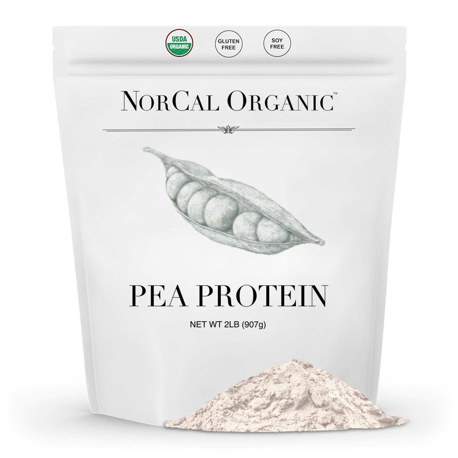 Source Organic NorCal - Premium Pea Protein Isolate - 100% Vegan and - UNFLAVORED - Bulk 2lbs