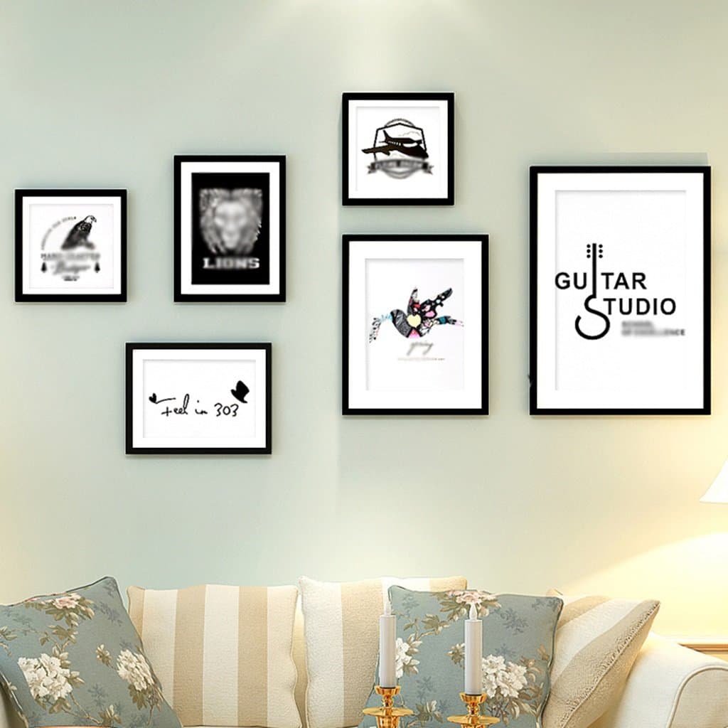 Photo Wall Solid Wood Big Wall Creative Restaurant Bedroom Background Wall Quality Black And White Simple Modern Photo Frame Combination Fine Artificial Grinding (Color : A)