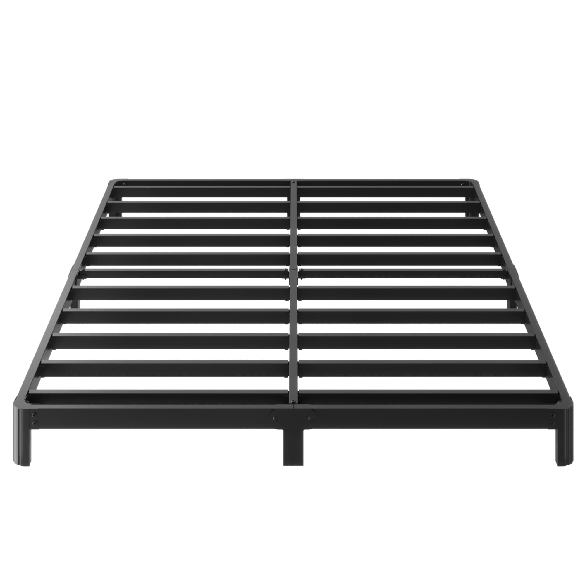 6 Inch Low Profile Queen Bed Frame Rounded Corner No Box Spring Needed, Heavy Duty Metal Queen Size Platform Bed Frame, Easy Assembly, Noise Free, Black