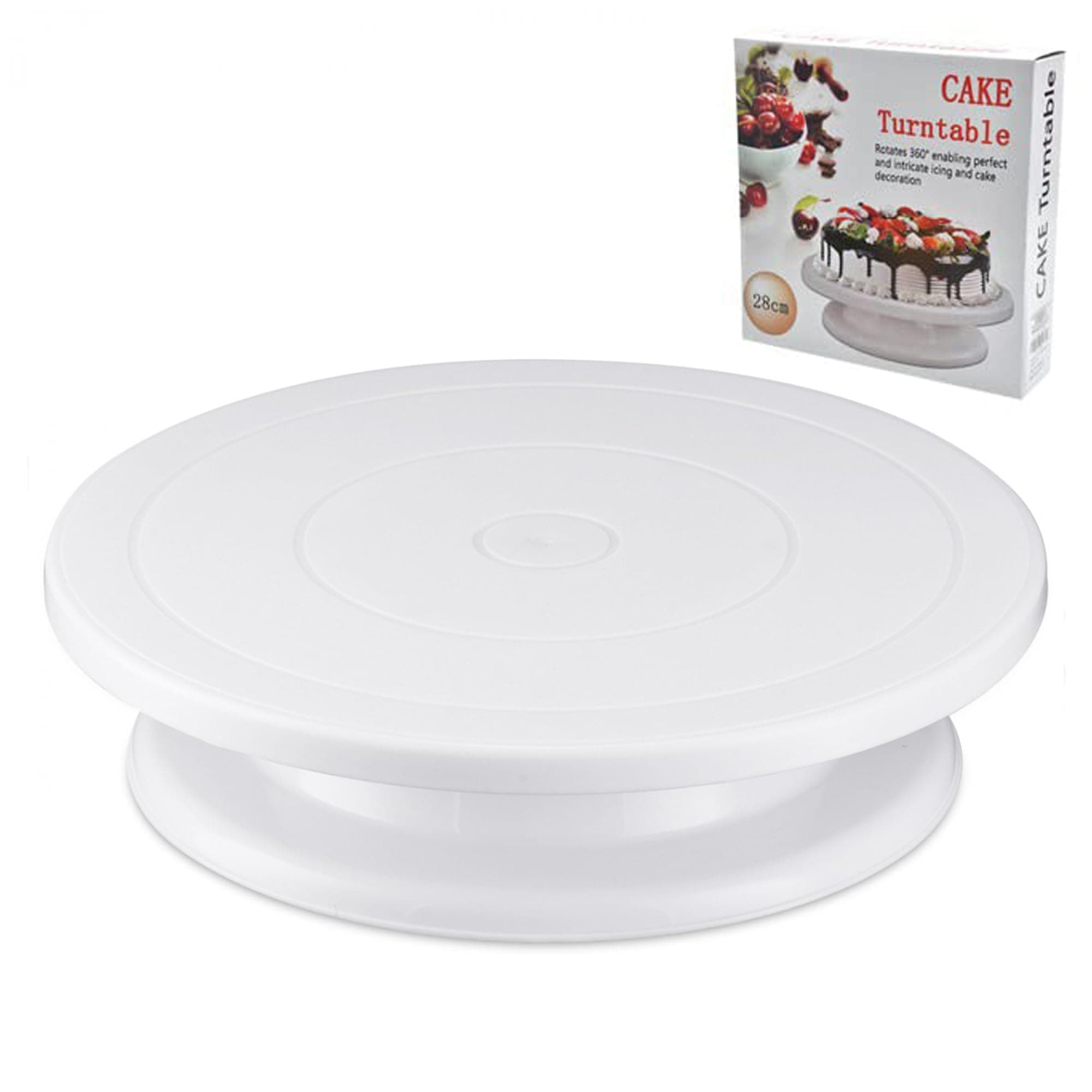 plastific Silicon Rotating Cake Turntable Mixer Plastic Bakery Rotating Cake Stand Lightweight Cake Spinning Stand Cake Decoration Rotating Cake Stand (Round - 28cm)