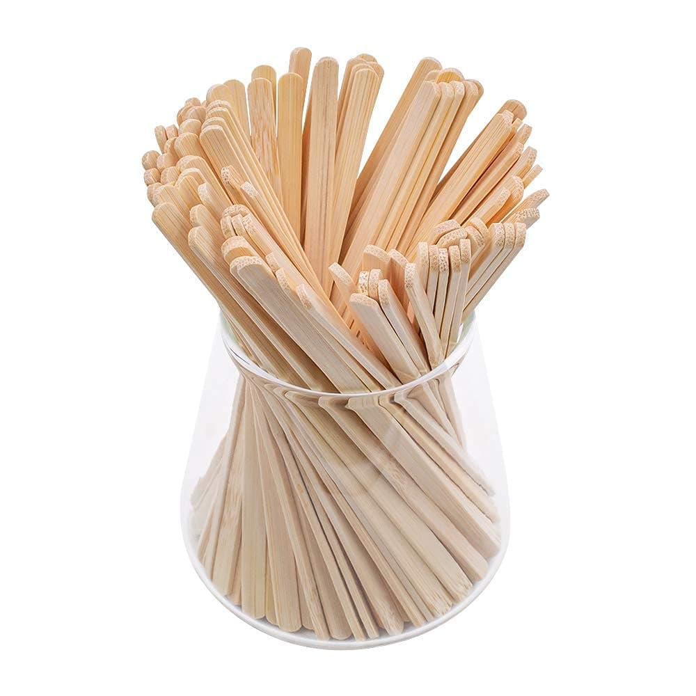 JoyRay Pack 100 5.5-Inch Bamboo Coffee Stirrers, Disposable Beverage Stirrers Sticks Eco Friendly Biodegradable Stir Sticks for Tea,Hot or Cold Beverages.(Glass not Included)