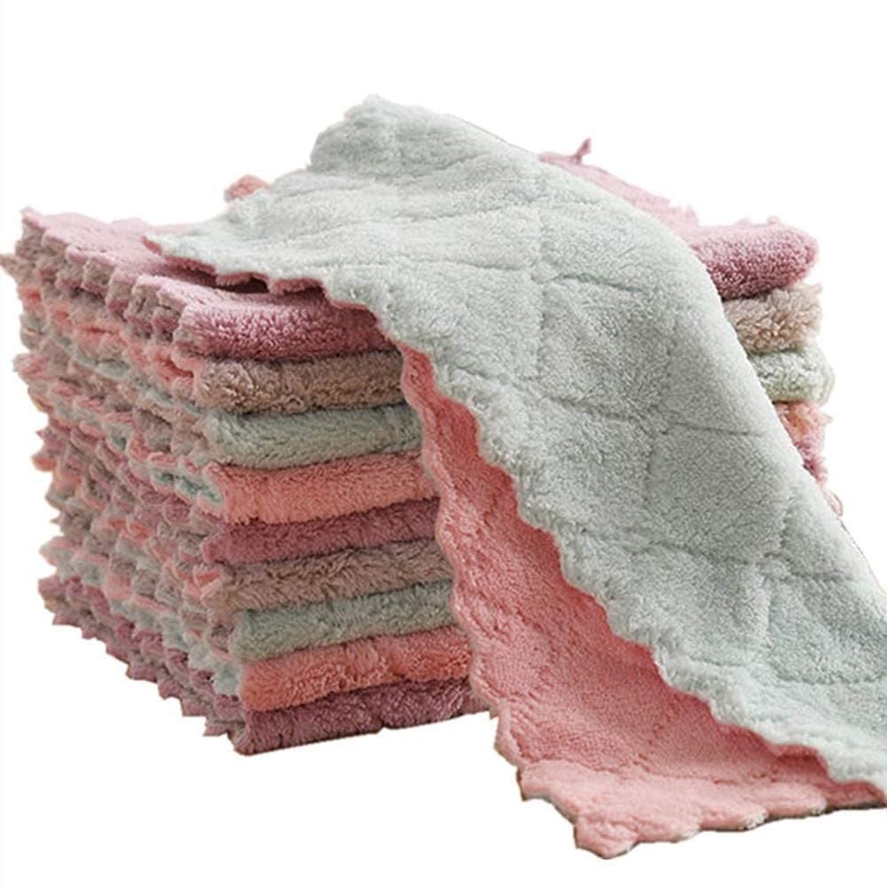 10-Pack Microfiber Cleaning Cloth Dish Towels, Double-Sided Dish Drying Towels,Reusable Household Cleaning Cloths for House Furniture Table Kitchen Dish Window Glasses