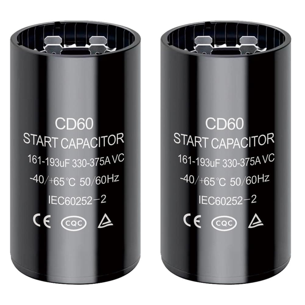 161-193 uf/MFD CD60 Round Start Capacitor ±20% 50/60 Hz 330-375 VAC Round Motor Well Pump Start Capacitor (161-193 uf/MFD, 2)