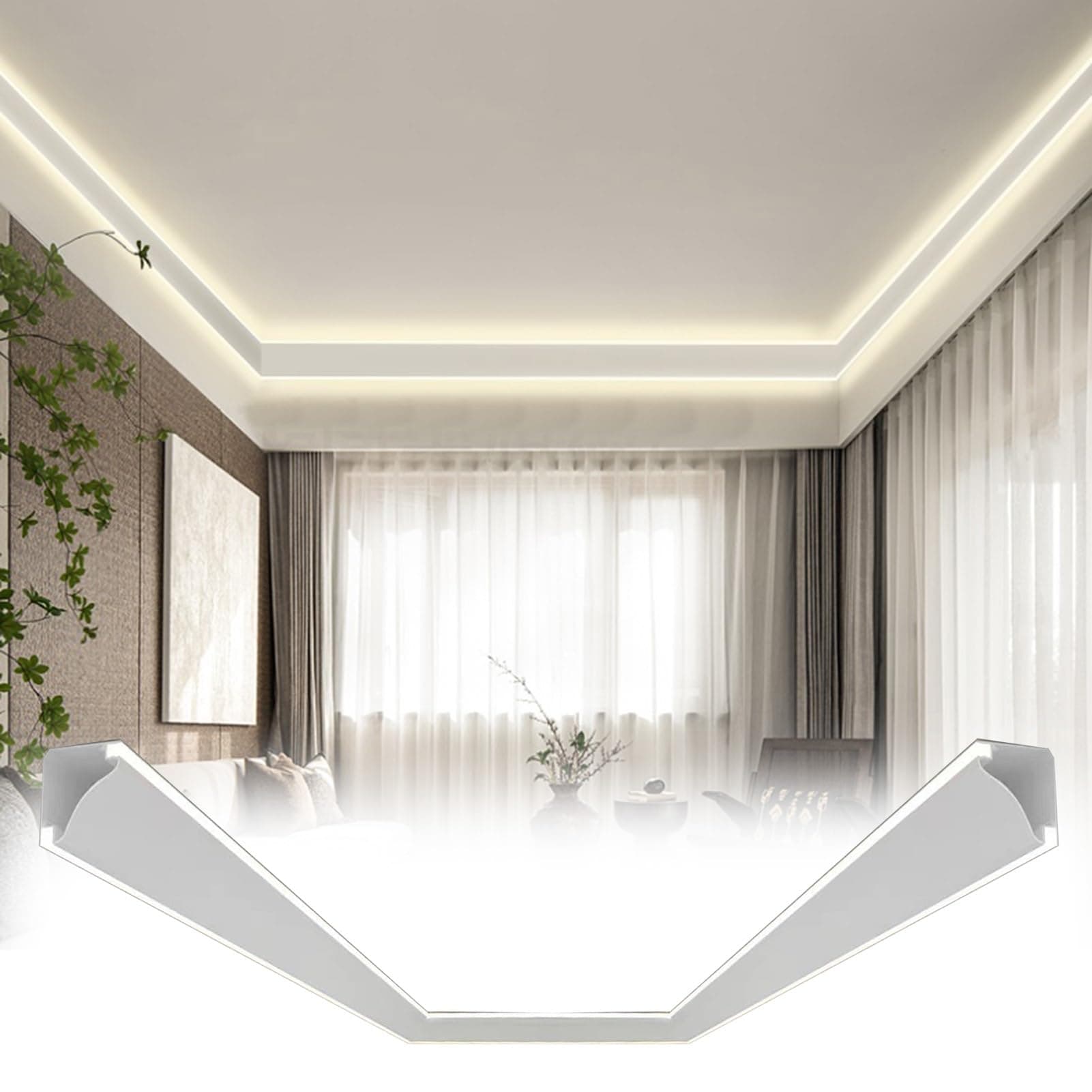 Coving for Ceilings Aluminum LED Lighting Coving White, Dual Side Led Strip Light Channel for Wall Ceiling Edge/Corner, Decorative Cornice Moulding, Indirect Lighting Led Coving(12 m/39.3 ft)