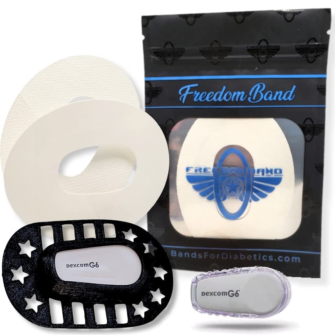 2 Adhesive Patches & Sensor Cover for Dexcom G6 CGM Transmitter Guard (Black)