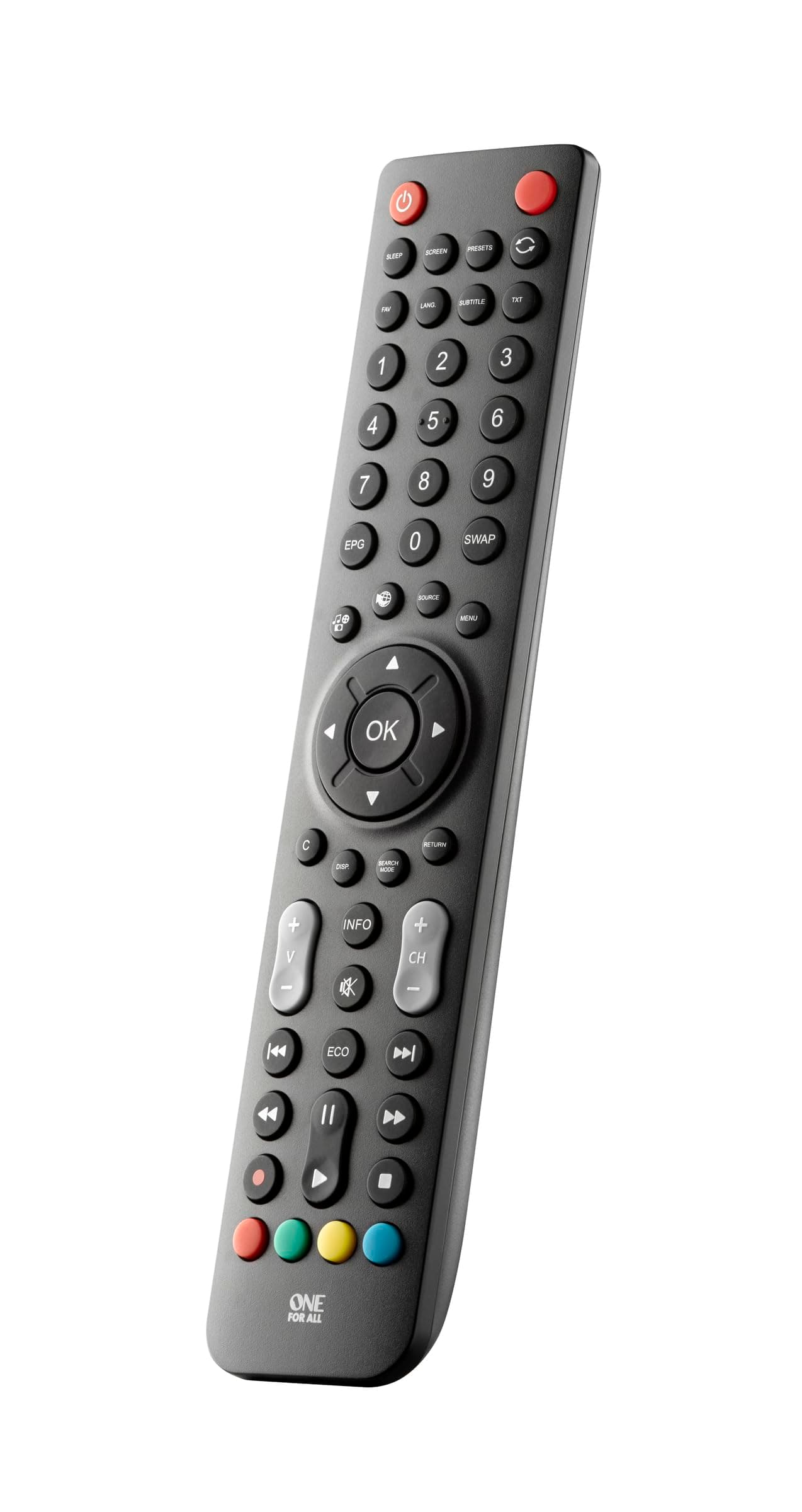 One For All Sharp TV Replacement remote – Works with IR Sharp televisions (LED,LCD,Plasma) – Ideal TV replacement remote control with same functions as the original Sharp remote - black – URC1921