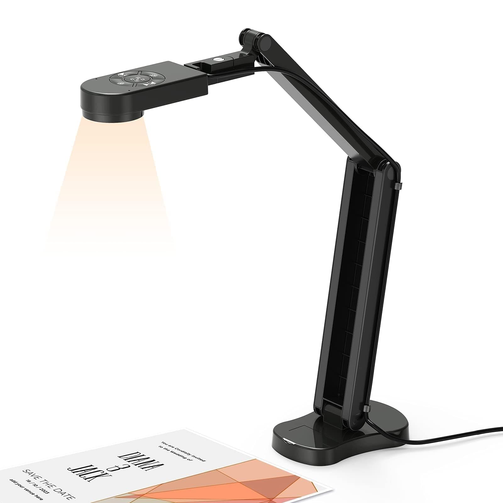 Visualiser Classroom, USB Document Camera for teaching 4K with 3-Level LED Light, Image Invert Function, Fold, Dual Microphones for Mac OS, Windows, Chromebooks work for Distance Learning