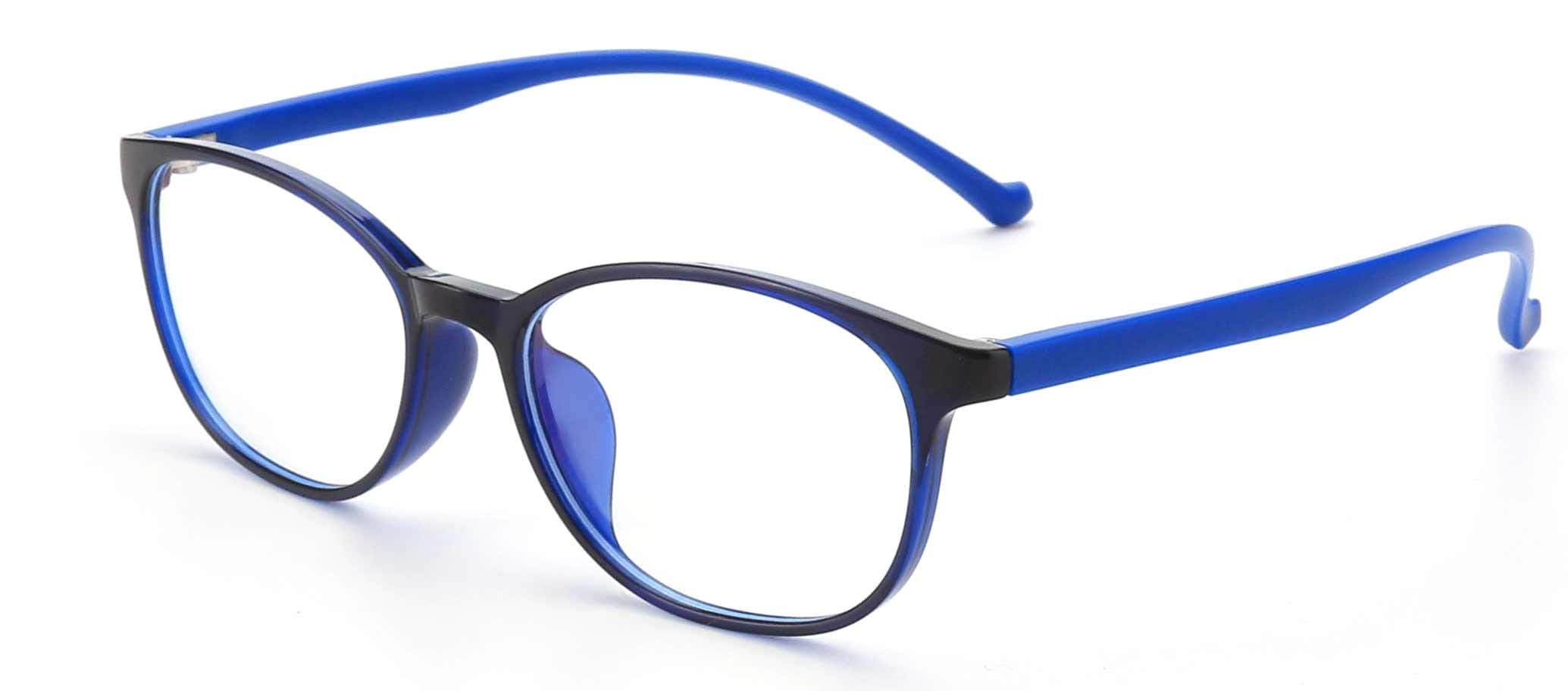 Blue Light blocking Glasses Teens, Computer Reading Gaming Glasses for kids, Girls Boys Anti Eyestrain & UV Glare (Oval Black-Blue 132mm)