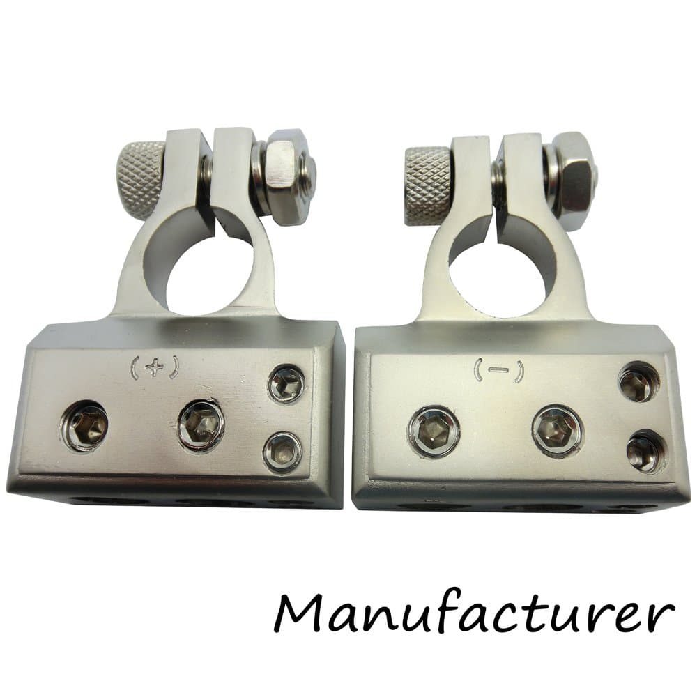 2pcs Battery Terminal 2x4ga+2x8ga Positive Negative Silver for auto car