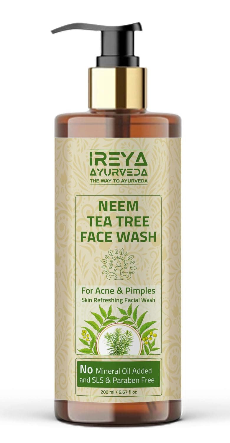 Neem Tea Tree Face Wash - 200ml for Soft & Smooth Skin Made with Neem Extract & Tea Tree oil with Turmeric Extract, Pure, Vegan, Natural, Cruelty Free